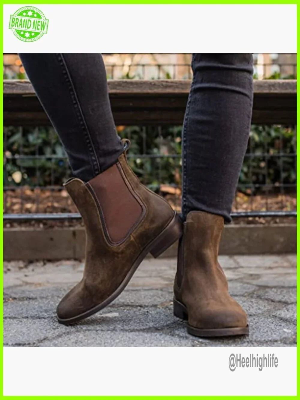 Women's Chelsea Boots Genuine Leather Ankle Booties Pull-On Block Heel